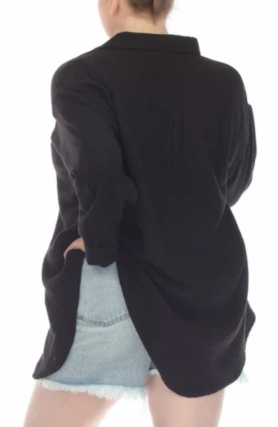 Boho Me Gauze Button-up Shirt In Black