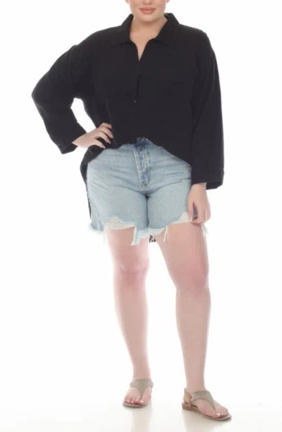Boho Me Gauze Button-up Shirt In Black