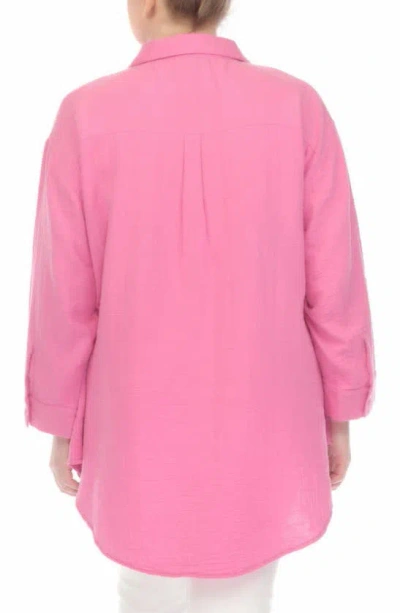 Boho Me Gauze Button-up Shirt In Pink Fizz