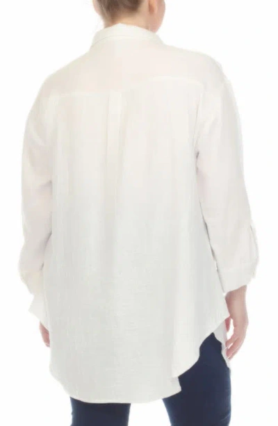 Boho Me Gauze Button-up Shirt In White
