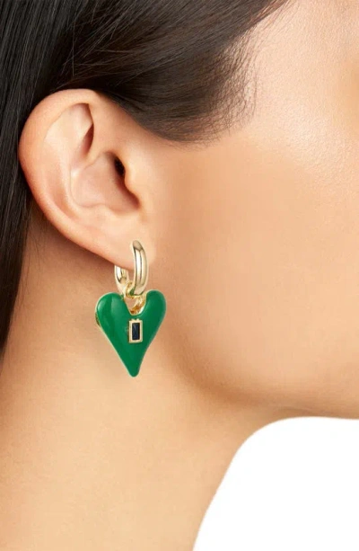 Shop Nakamol Chicago Green Heart Crystal Drop Earrings