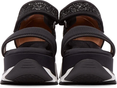 Shop Marni Black Glittered Platform Sandals