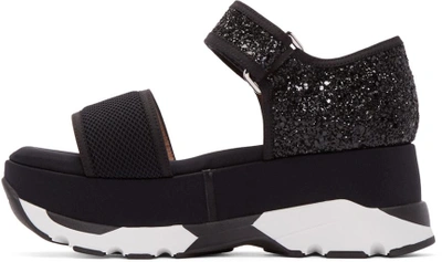 Shop Marni Black Glittered Platform Sandals