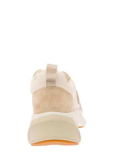 Shop Tory Burch 'good Luck' Beige Low Top Sneakers With Logo Detail And Oversized Platform In Suede Woman
