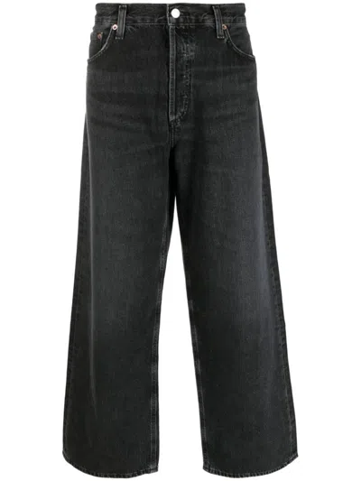 Shop Agolde Low Rise Baggy Jeans In Black