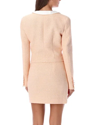 Shop Alessandra Rich Tweed Sequin Jacket In Pink/yellow