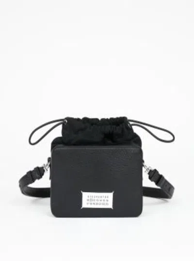 Shop Maison Margiela Black '5ac Camera Medium' Crossbody Bag With Patch Logo In Leather Woman