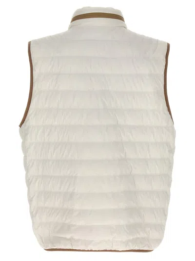 Shop Brunello Cucinelli Padded Vest With Logo Embroidery In White