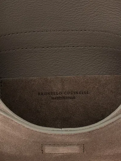 Shop Brunello Cucinelli Suede Clutch In Gray