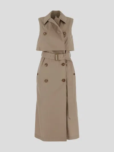 Shop Burberry Dresses In Soft Fawn