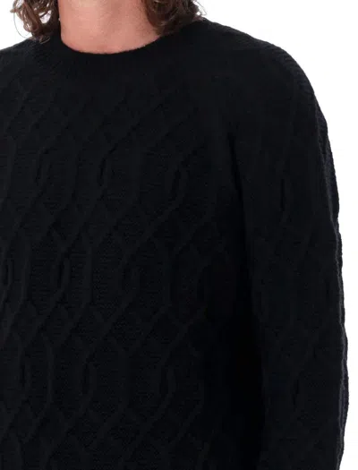 Shop Comme Des Garçons Homme Deux Comme Des Garçons Homme Crewneck Wool Cable Sweater In Black