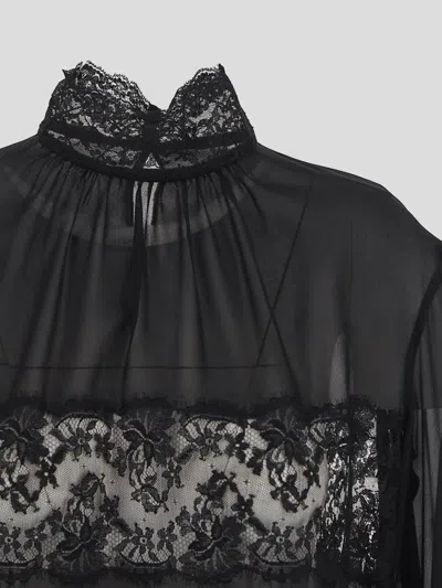 Shop Dolce & Gabbana Semi-sheer Lace Blouse In Black