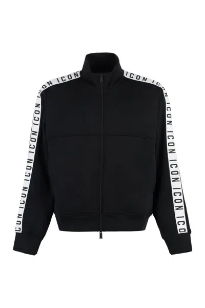 Shop Dsquared2 Dean Full-zip Nylon Sweatshirt In Black