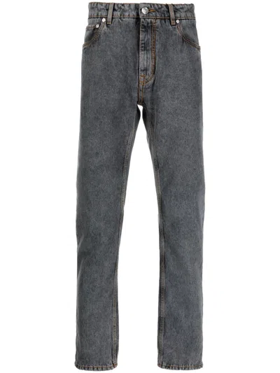 Shop Etro Logo Denim Cotton Jeans In Grey