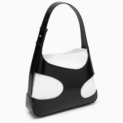 Shop Ferragamo Medium Shoulder Bag With Cut Out Black White In Multicolor