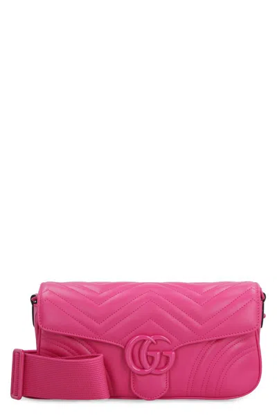 Shop Gucci Gg Marmont Shoulder Bag In Fuchsia