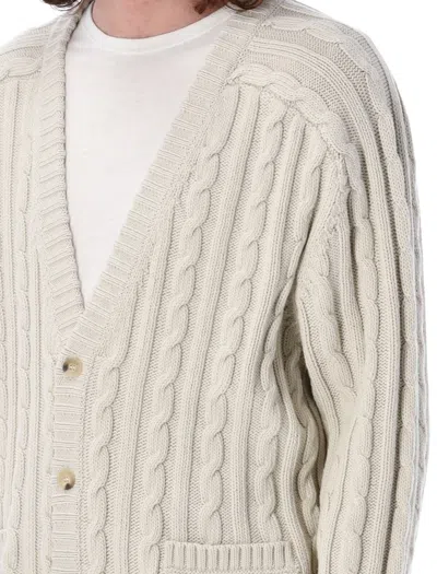 Shop Helmut Lang Cable Knit Cardigan In Dove