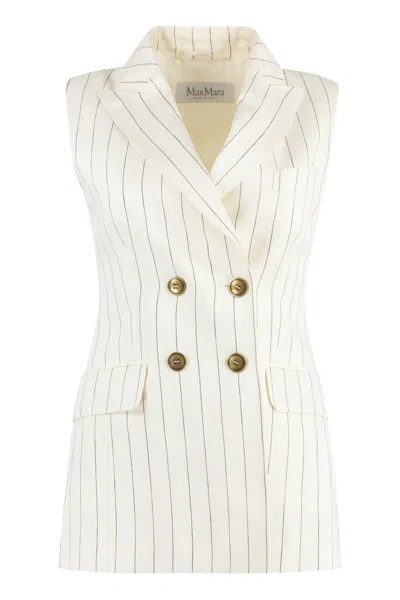 Shop Max Mara Quebec Double-breasted Waistcoat In White