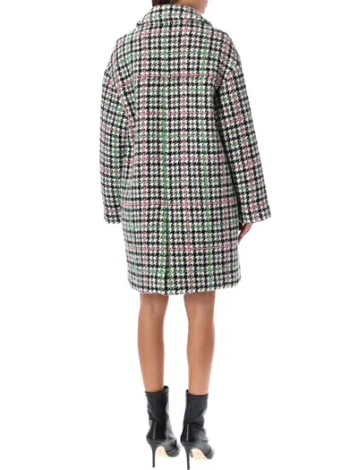 Msgm Houndstooth-pattern Single-breasted Coat In Grey