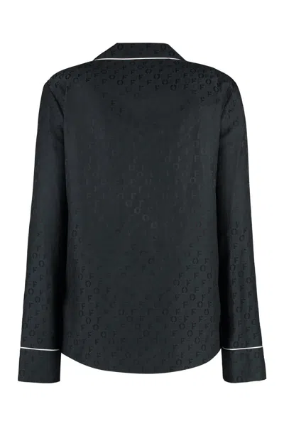 Shop Off-white Silk Blend Pajama Shirt In Black
