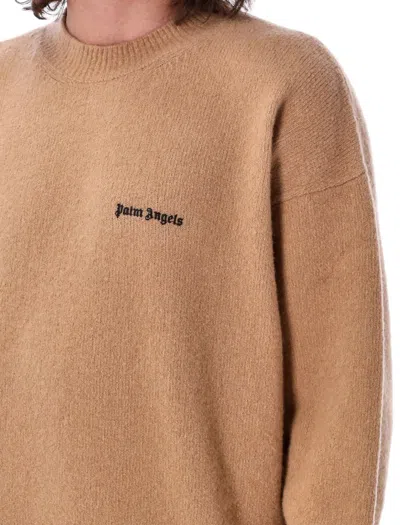 Shop Palm Angels Basic Logo Sweater In Camel