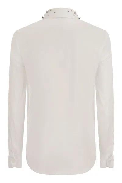 Shop Red Valentino Cotton Shirt With Stones In White