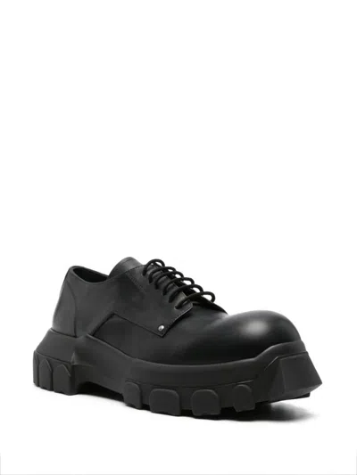 Shop Rick Owens Bozo Tractor Leather Derby Shoes In Black/black