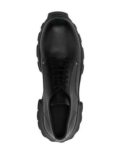 Shop Rick Owens Bozo Tractor Leather Derby Shoes In Black/black