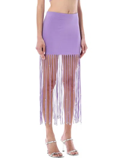 Shop Rotate Birger Christensen Rotate Noemi Fringed Skirt In Purple