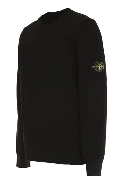 Shop Stone Island Cotton Crew-neck Sweater In Black