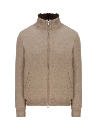 Svevo Fur-trimmed Elbow-patch Jacket In Brown