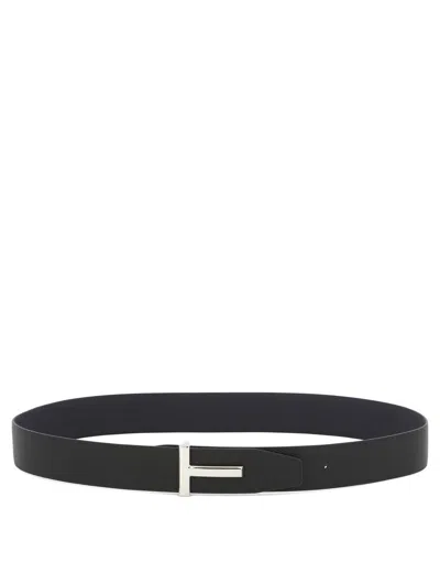 Shop Tom Ford "t Icon" Reversible Belt In Blue