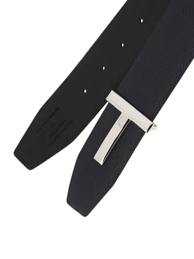 Shop Tom Ford "t Icon" Reversible Belt In Blue