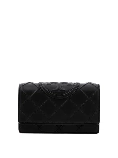 Shop Tory Burch "fleming Soft" Wallet With Chain In Black