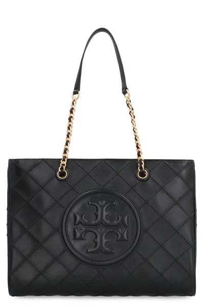 Shop Tory Burch Fleming Leather Tote In Black