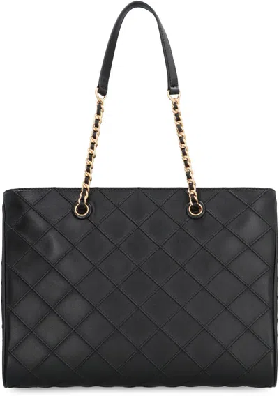 Shop Tory Burch Fleming Leather Tote In Black