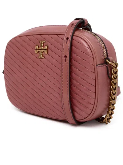 Shop Tory Burch Kira Moto Chevron Crossbody Bag In Magnolia Pink Aged Leather