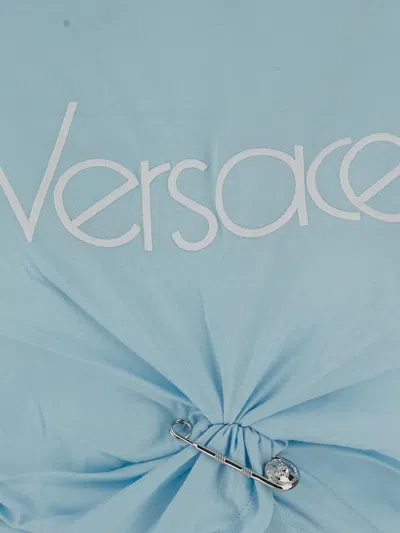 Shop Versace T-shirts And Polos In Palebluewhite