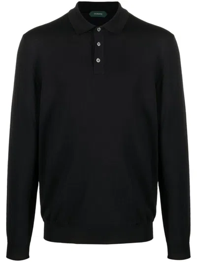 Zanone Long-sleeve Fine-knit Polo Shirt