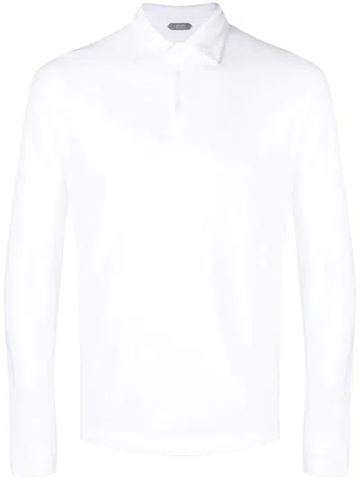 Shop Zanone Slim Fit Long Sleeve Polo Shirt Clothing In White