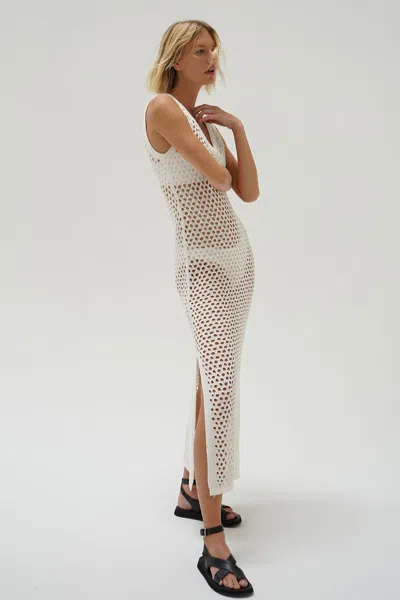 Shop Lna Clothing Althaia V Open Knit Maxi Dress In Ivory