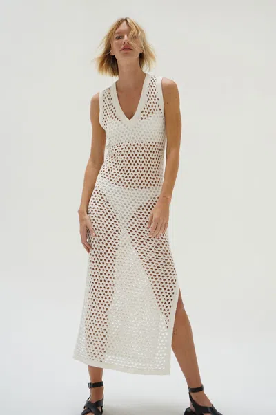 Shop Lna Clothing Althaia V Open Knit Maxi Dress In Ivory