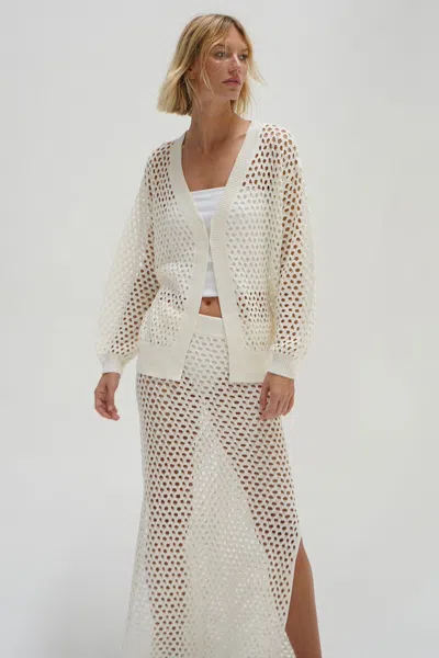 Shop Lna Clothing Frankie Open Knit Cardigan In Ivory