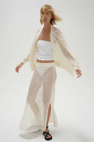 Shop Lna Clothing Frankie Open Knit Cardigan In Ivory