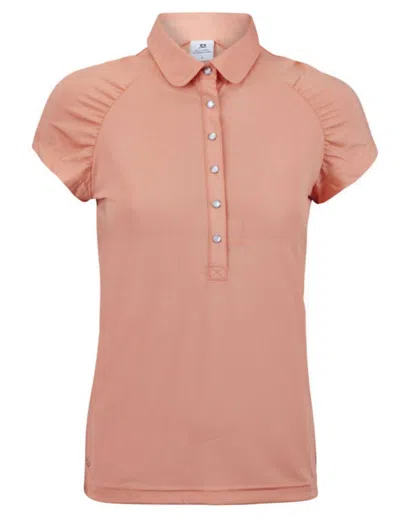 Shop Daily Sports Ariana Cap Sleeve Polo Shirt In Mango In Pink