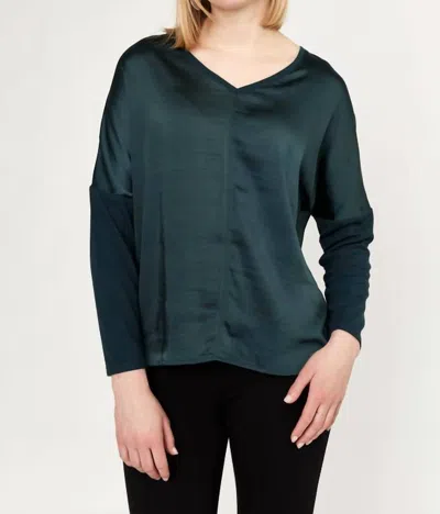 Shop Melissa Nepton V Neck Satin Top In Teal In Green