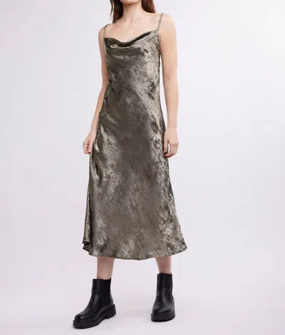 Shop Self Contrast Norah Midi Slip Dress In Gold In Silver