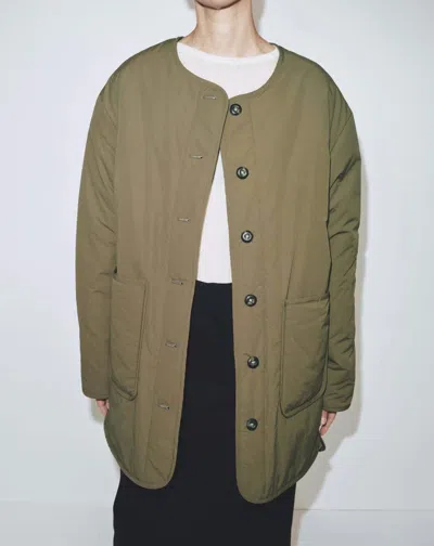 Shop Mijeong Park Reversible Padded Jacket In Olive/ Cream In Green