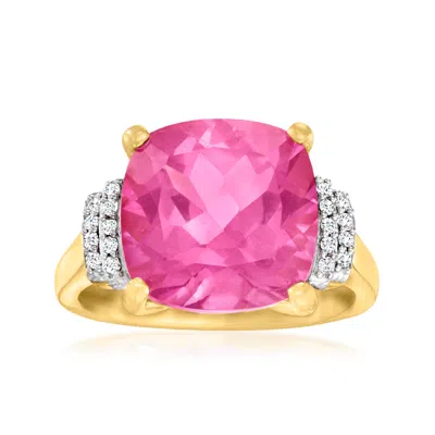 Shop Ross-simons Pink Topaz Ring With Diamond Accents In 18kt Gold Over Sterling In Purple