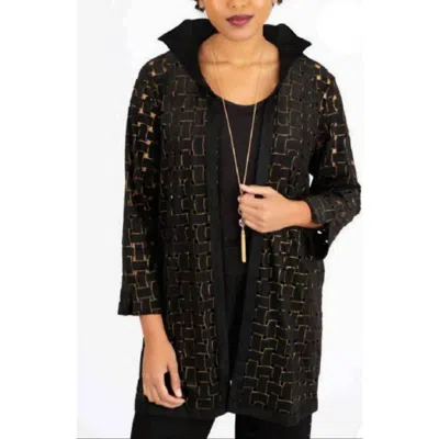 Shop Berek Faux Suede Shimmer Topper In Black With Gold Shimmer